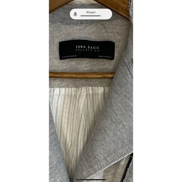 ZARA Basic Collection Jacket Women's Medium Moto Cotton Asymmetrical Zip Gray - Picture 6 of 9